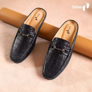 Corium Men’s Crocodile Dice leather moccasin half-loafer (CRM 90)