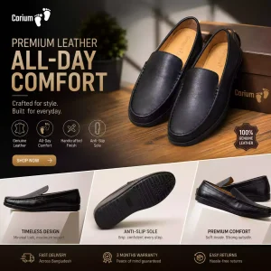 Corium Men’s Premium Leather Moccasin Loafers - (CRM 13)